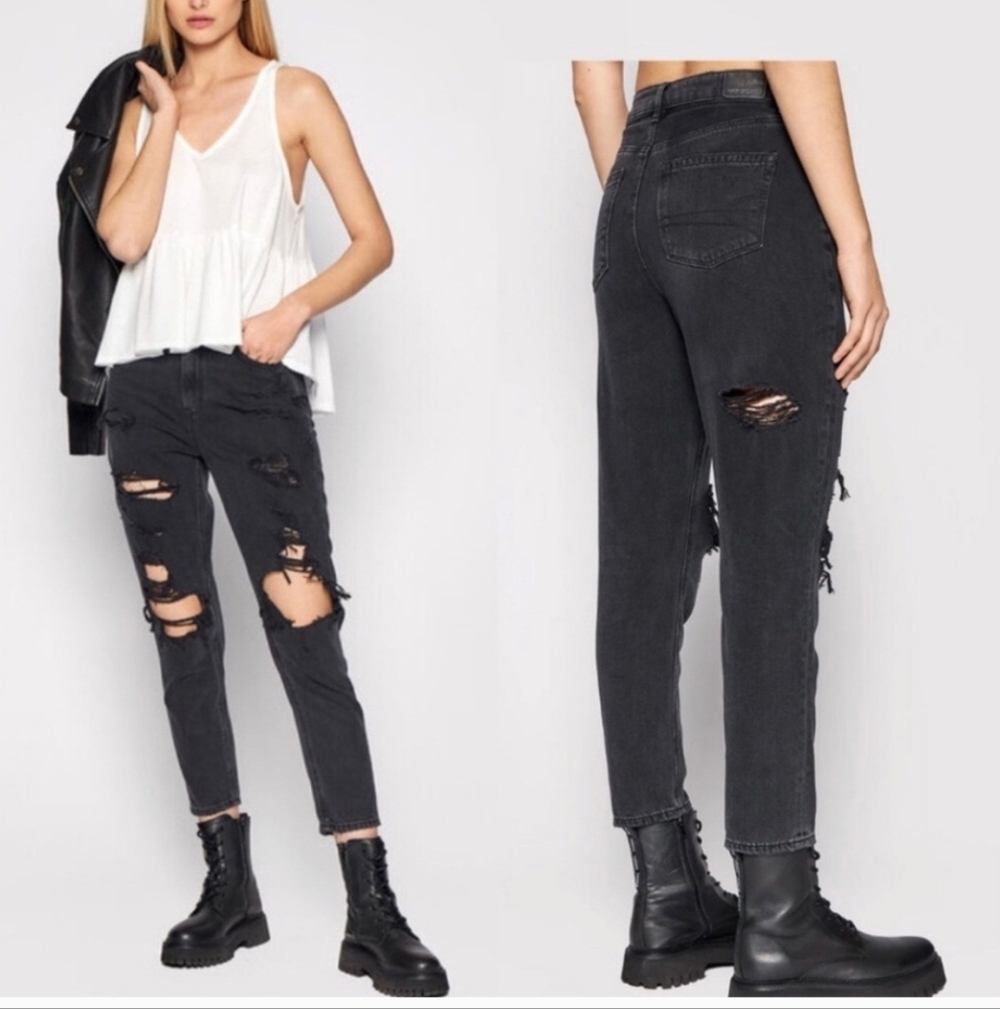 American Eagle Women's black curvy hi-rise Ne(x)t Level stretch jegging  10 Reg